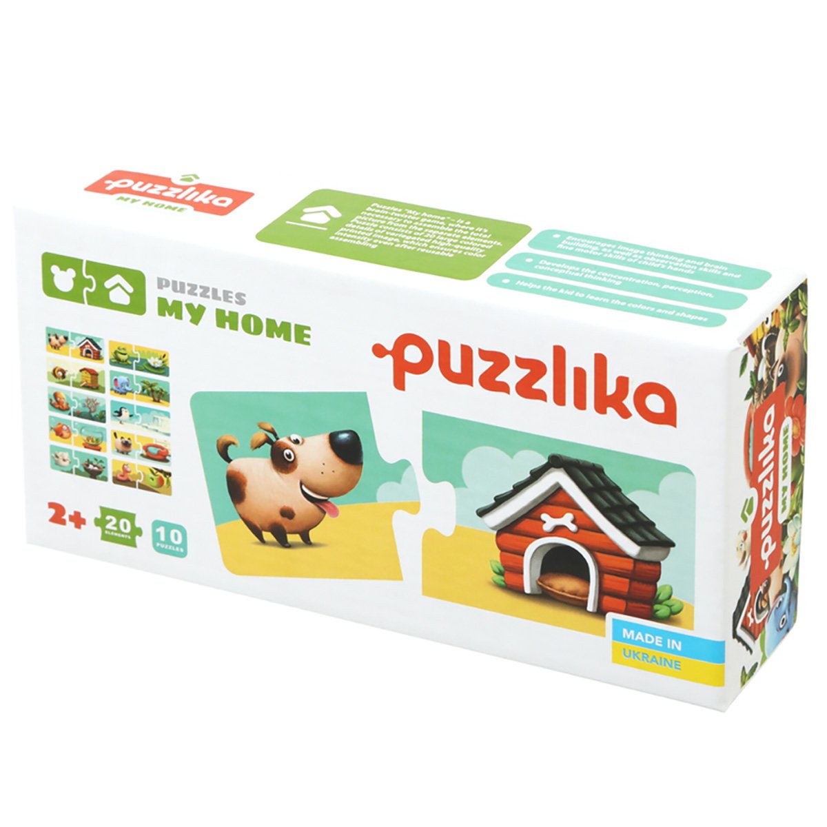 Puzzle din lemn, Cubika, Animalutele si casuta lor, 20 piese