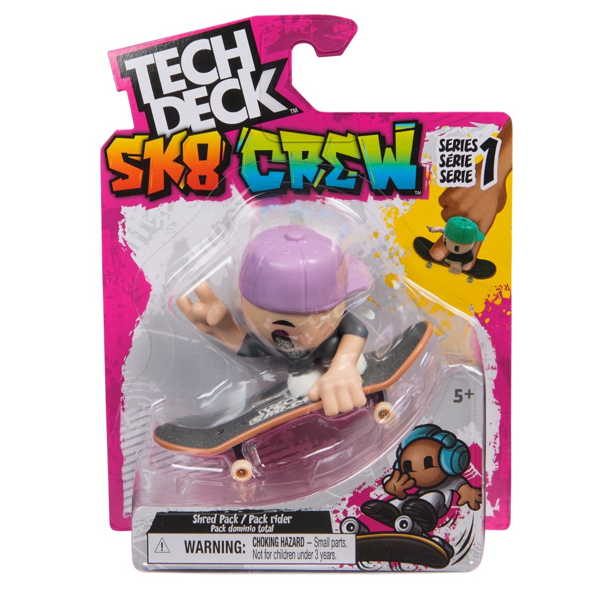 Set mini skateboard cu figurina, Tech Deck, SK8 Crew, 20148755