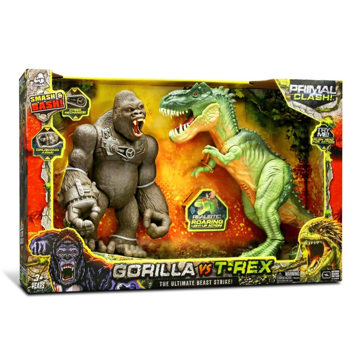 Set de joaca, Lanard Toys, Primal Clash, Gorilla Vs T-Rex