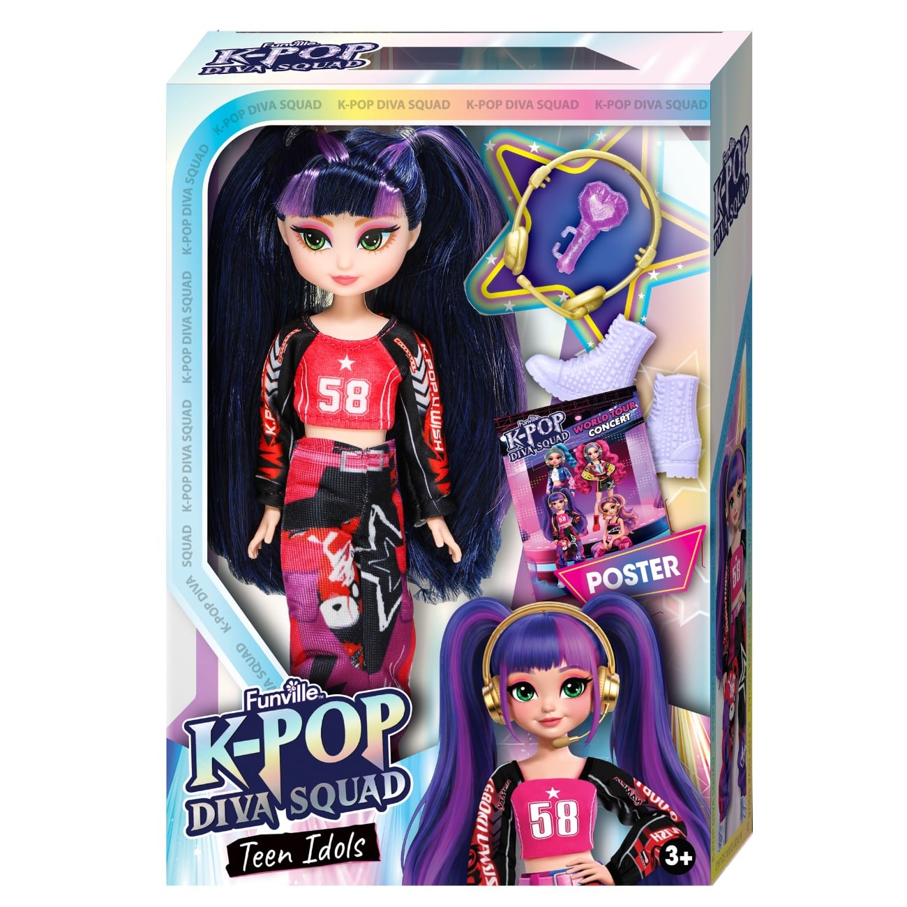 Papusa cu accesorii, Dreameez, K-Pop, Diva Squad, Teen Idols, Sora, 24 cm