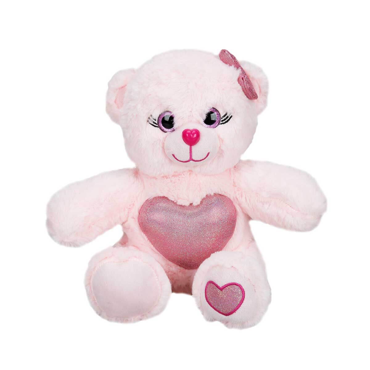 Ursulet de plus colorat, Puffy Friends, Roz deschis, 26 cm