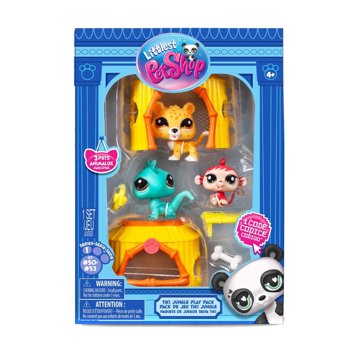 Set de joaca cu 3 animalute, Littlest Pet Shop, Tiki Jungle