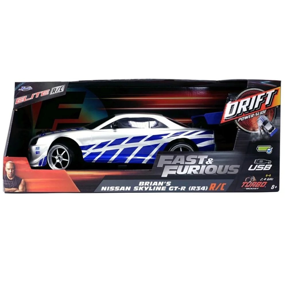 Masina cu telecomanda, Jada, Fast And Furious, Nissan Skyline GT-R (R34), 1:10
