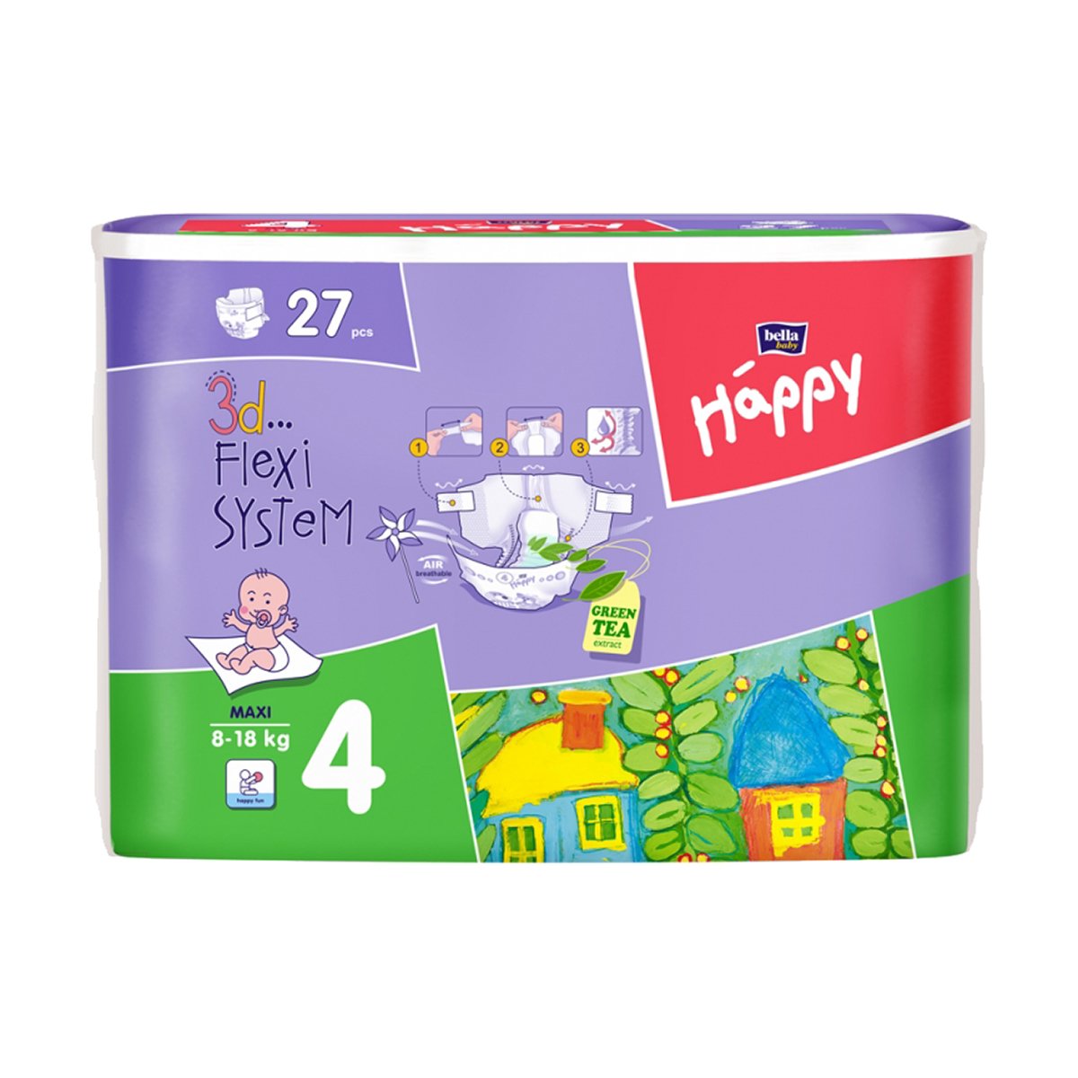 scutece happy maxi 4, 27 buc, 8 - 18 kg