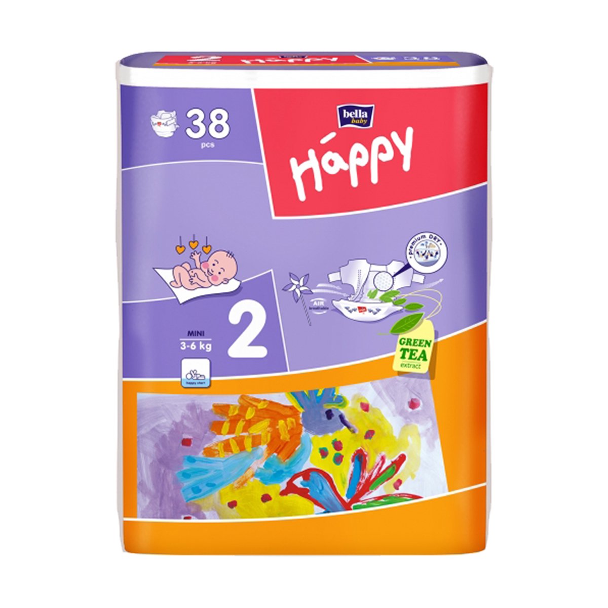 scutece happy mini 2, 38 buc, 3 - 6 kg