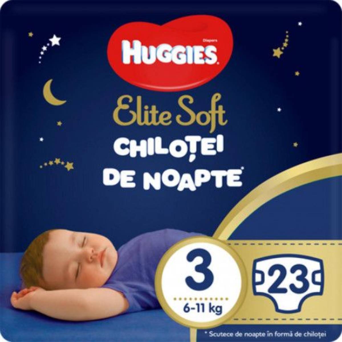 Scutece Huggies Chilotel de nopate Elite Soft Overnight Pants, nr 3, 6-11 kg, 23 buc Huggies