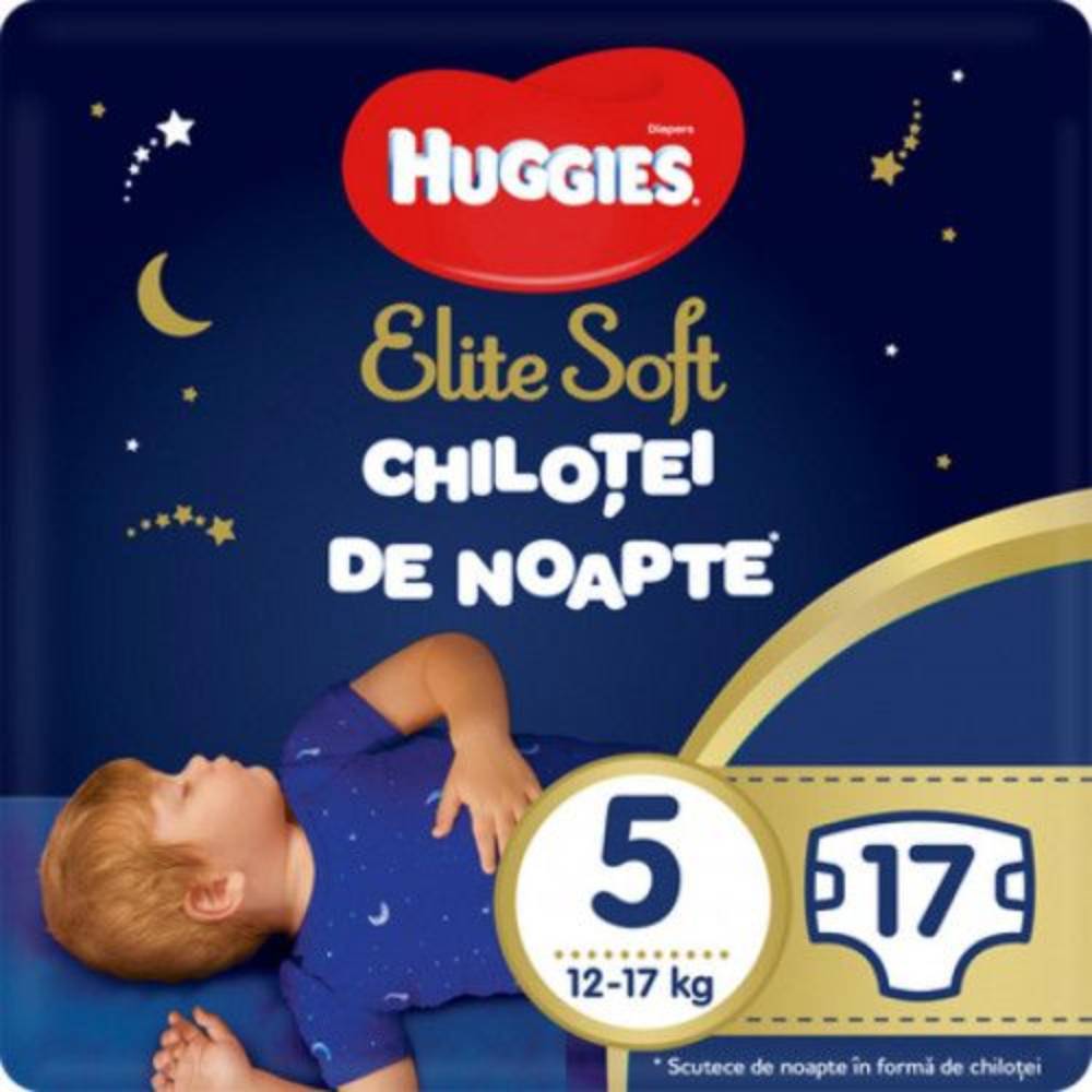 Scutece Chilotel de nopate Elite Soft Overnight Pants, nr 5, 12-17 kg, 17 buc Huggies imagine noua responsabilitatesociala.ro