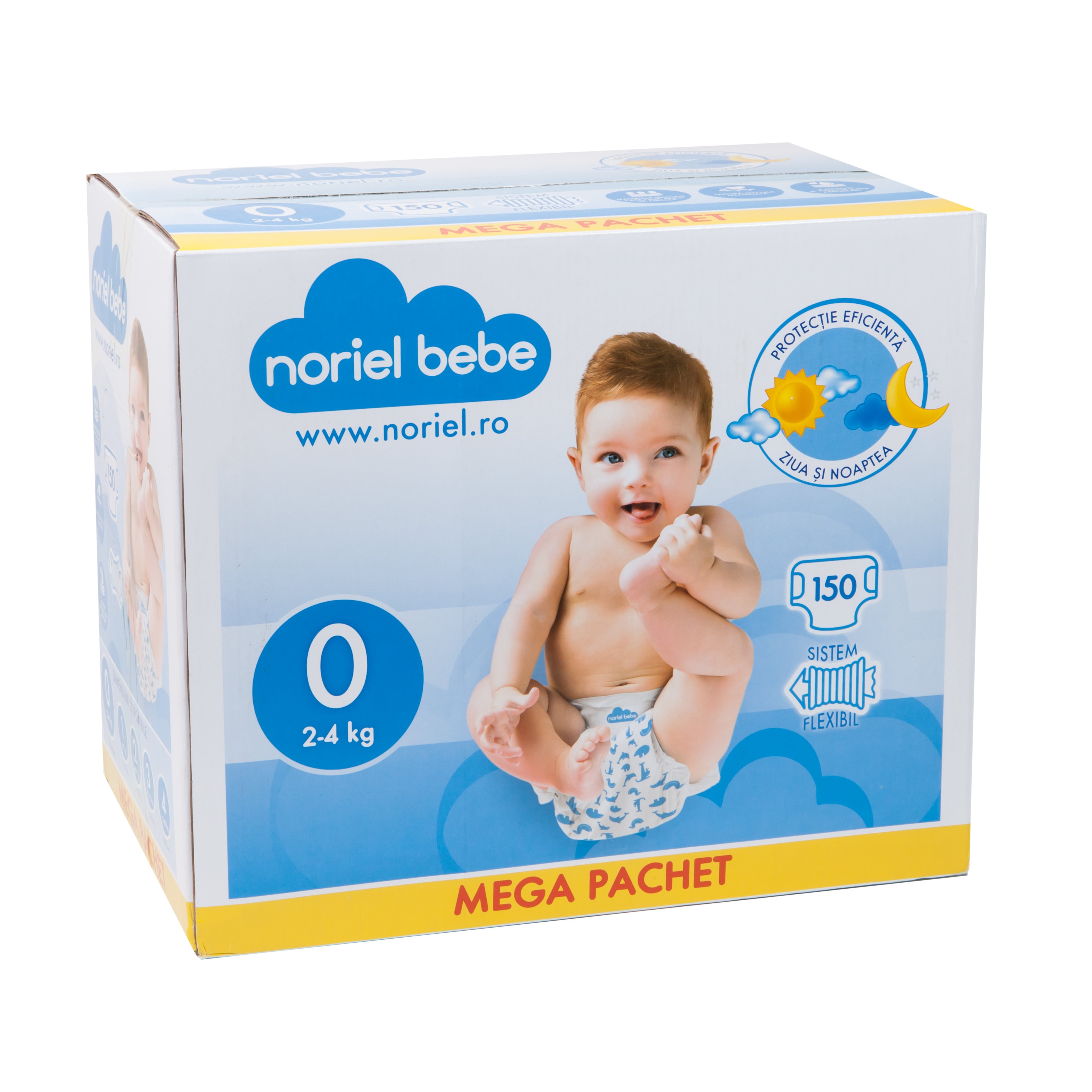 scutece noriel bebe mega pachet, marimea 0, 150 buc, 2 - 4 kg