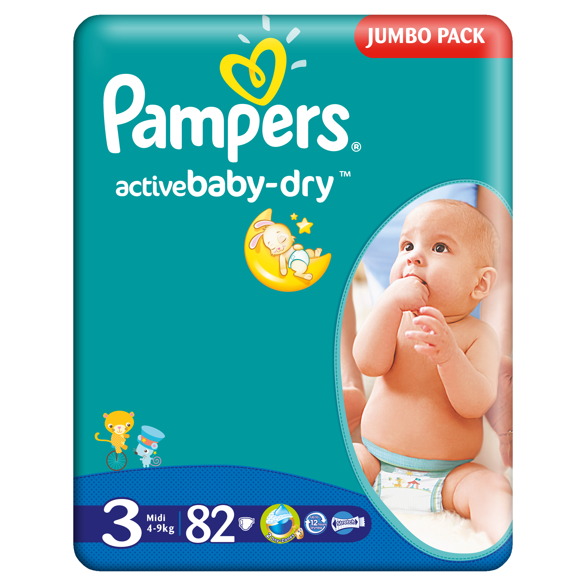 Scutece Pampers Active Baby-Dry 3 Midi, 82 buc, 4 - 9 kg