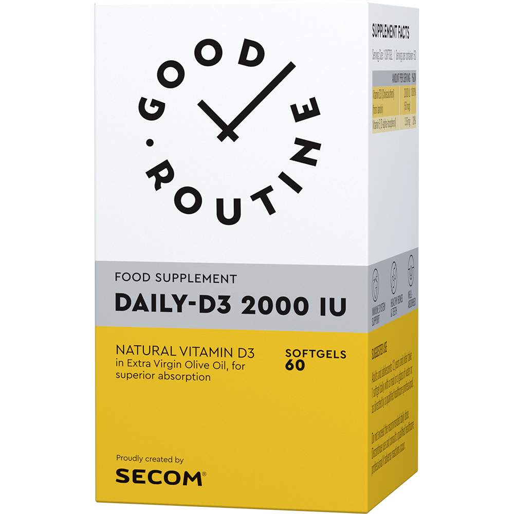 Daily-D3 2000IU, 60 capsule gelatinoase, Good Routine, Secom 2000IU