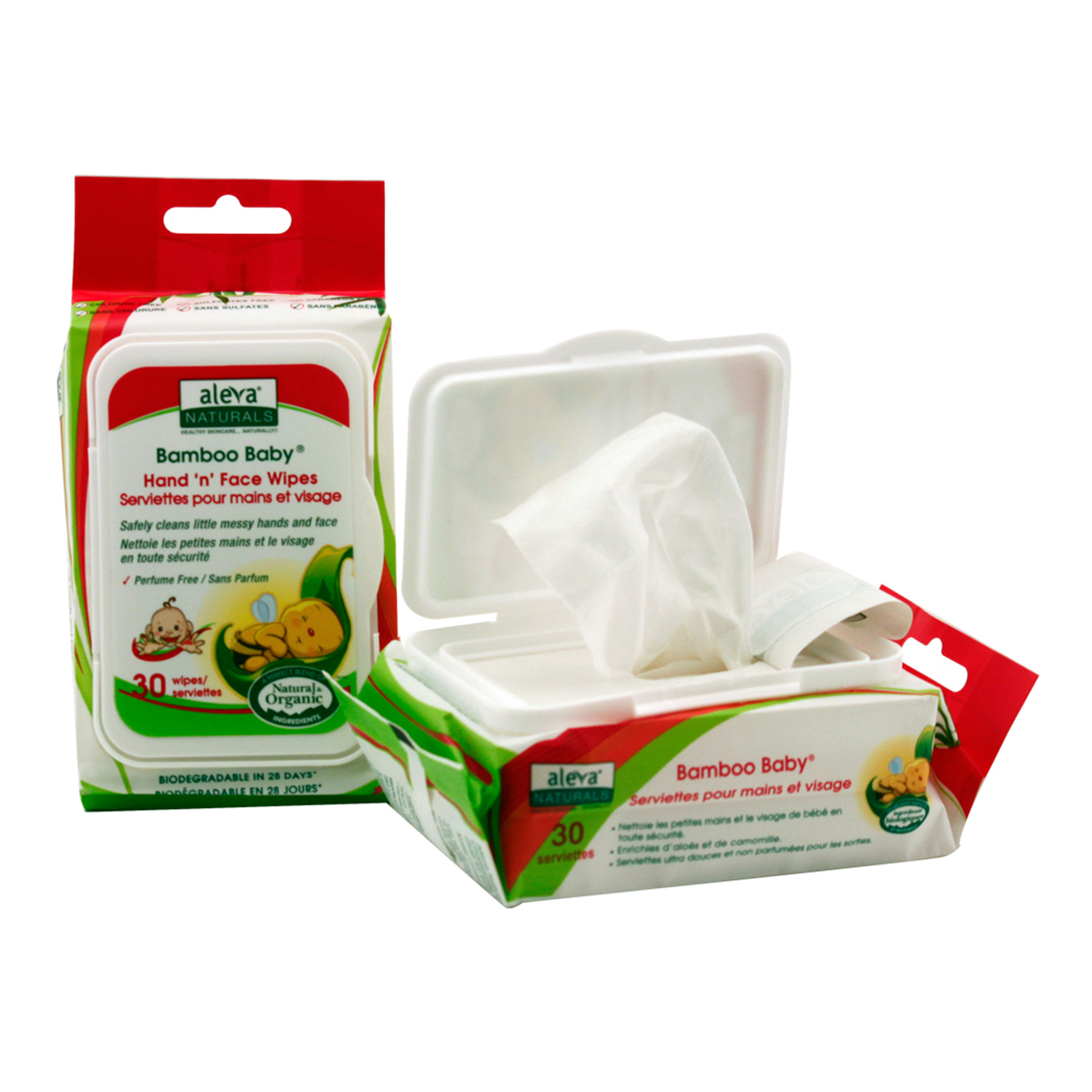 servetele umede din fibre de bambus pentru maini si fata aleva naturals, 30 buc