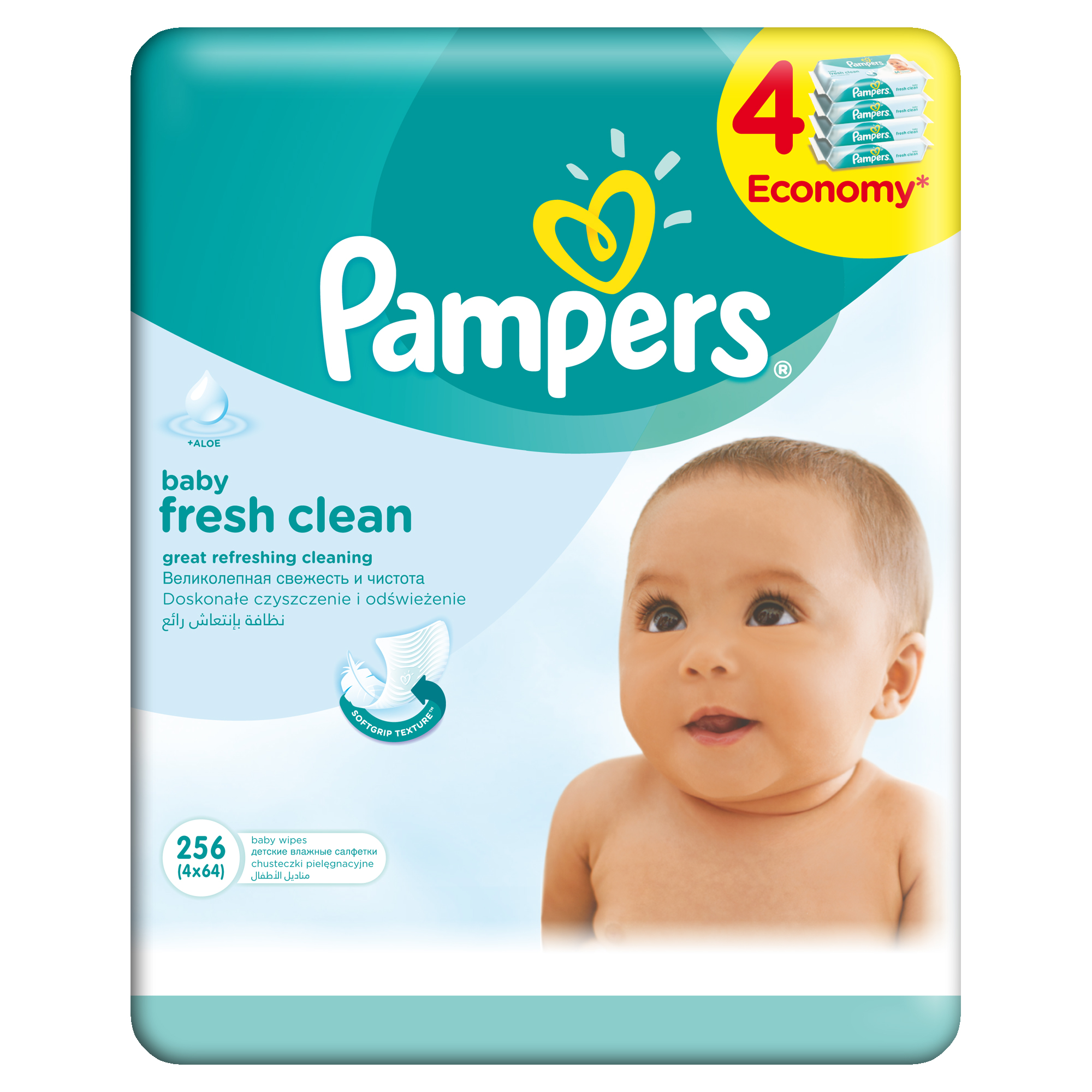 servetele umede pampers baby fresh clean, 4 x 64 buc