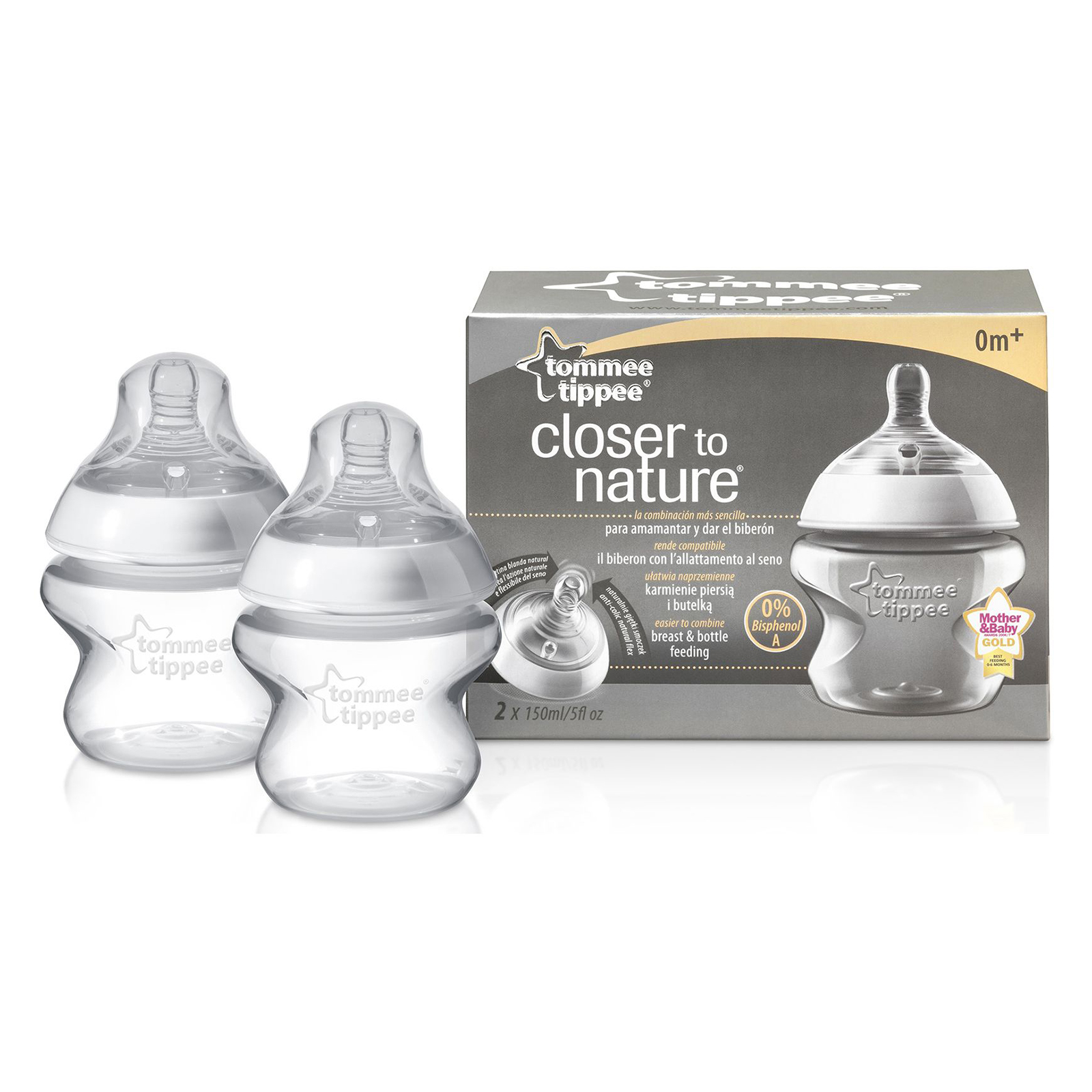 set 2 biberoane pp tommee tippee - closer to nature, +0 luni, 150ml