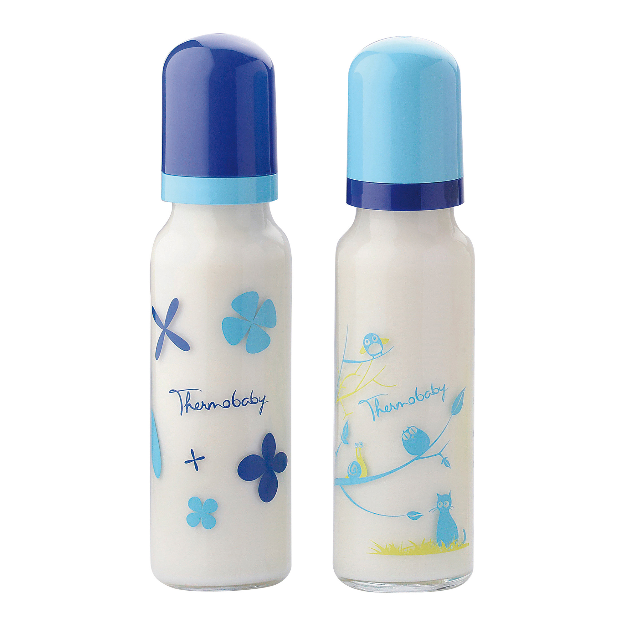 set 2 biberoane thermobaby, 250 ml, bleu