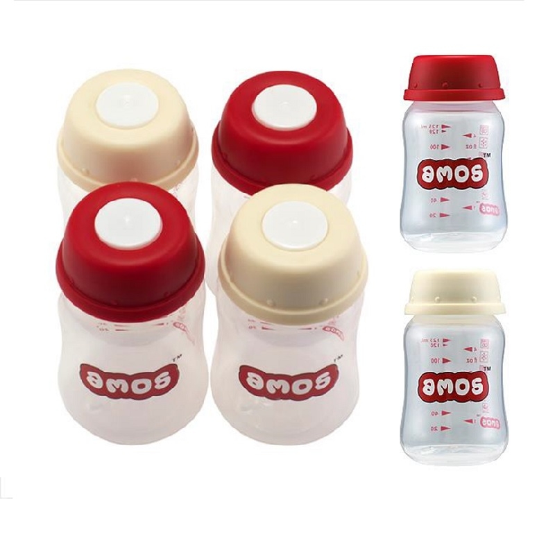 Set 4 biberoane pentru lapte matern amos, 125ml