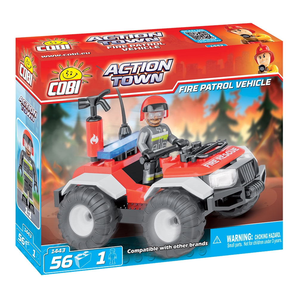 set de constructie cobi action town - atv-ul de patrulare al pompierilor