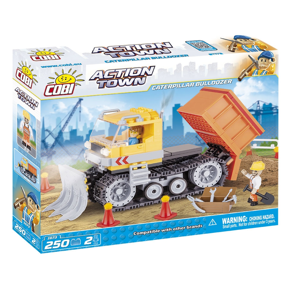 set de constructie cobi action town - buldozer caterpillar