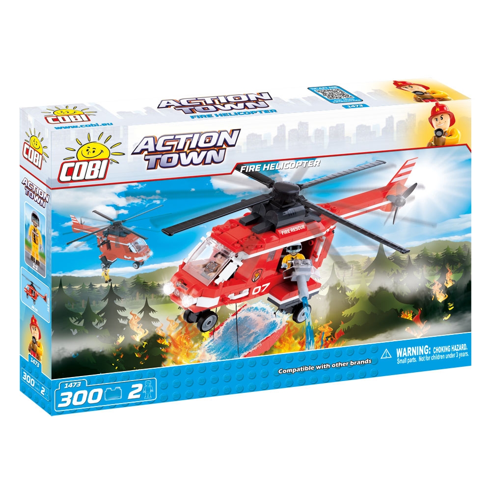 set de constructie cobi action town - elicopter pentru incendii