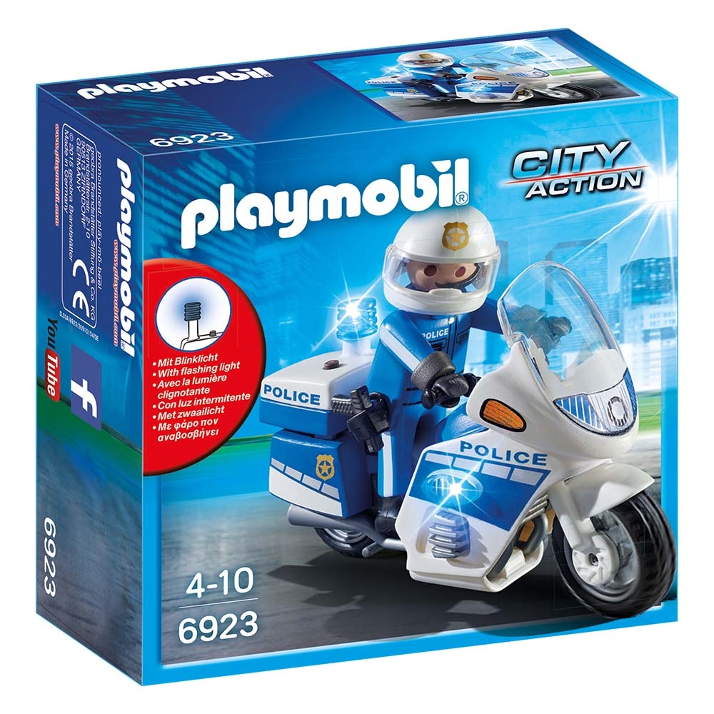 set de constructie playmobil city action - motocicleta politiei cu led (6923)