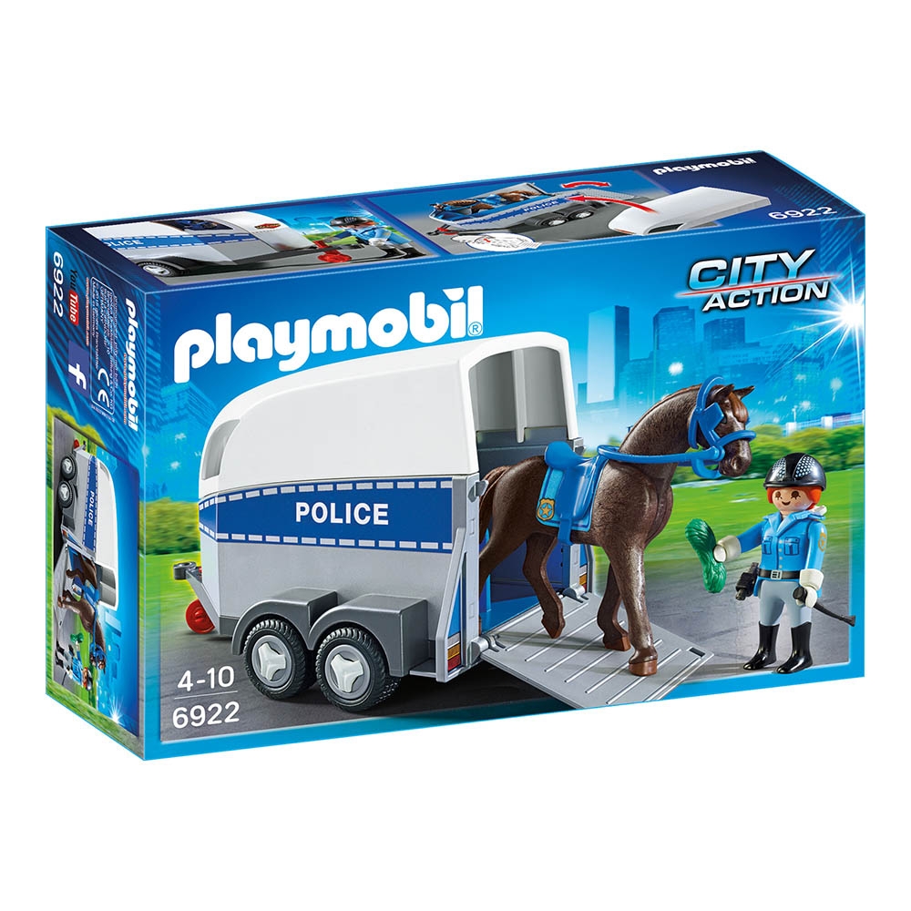 set de constructie playmobil city action - remorca cu cal (6922)