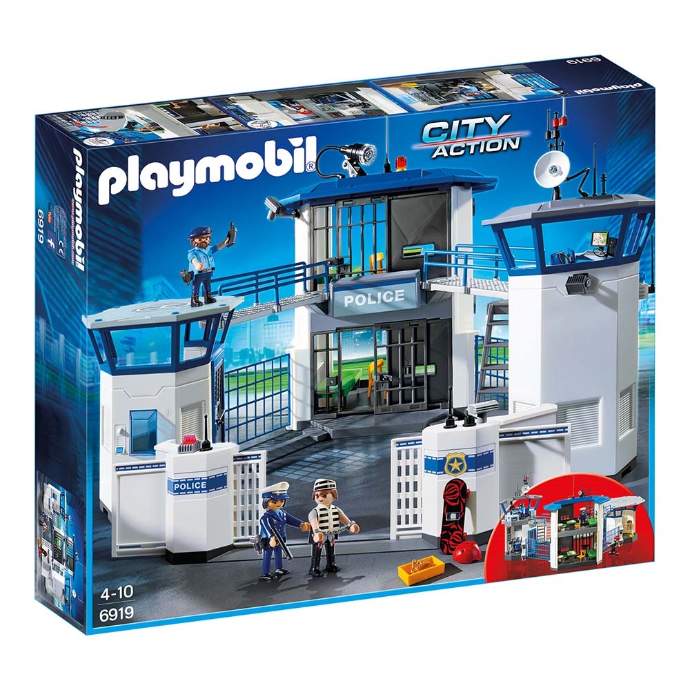 set de constructie playmobil city action - sediu de politie cu inchisoare (6919)