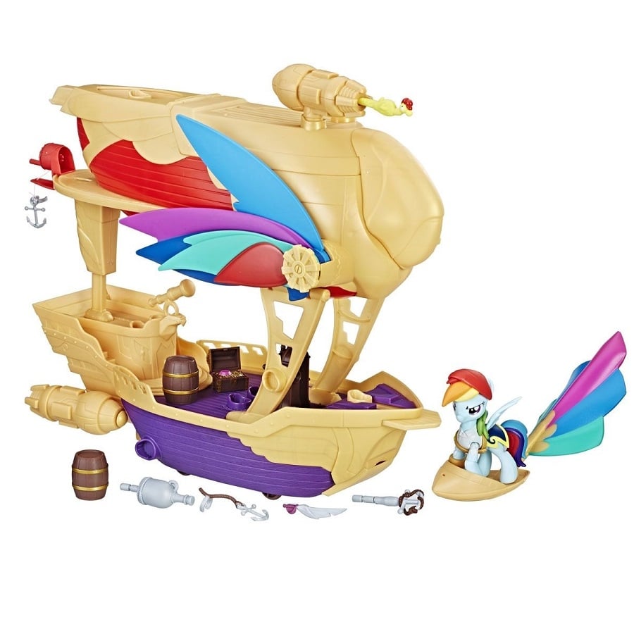 set figurina my little pony the movie - aeronava de pirati si luptatorul plutitor