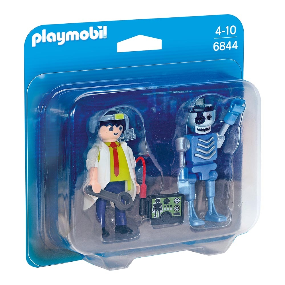 set figurine playmobil city action - om de stiinta si robot (6844)
