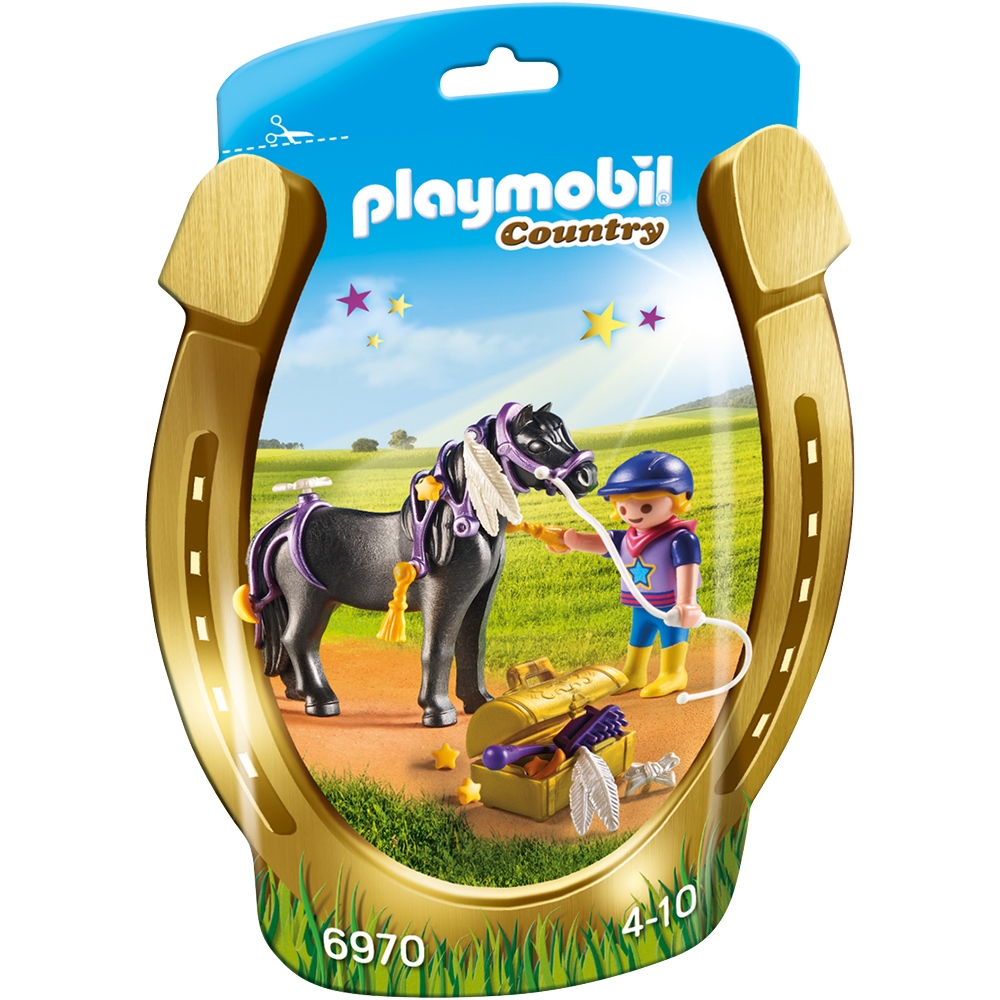 Set figurine Playmobil Country - Ingrijitor si ponei cu stelute (6970)