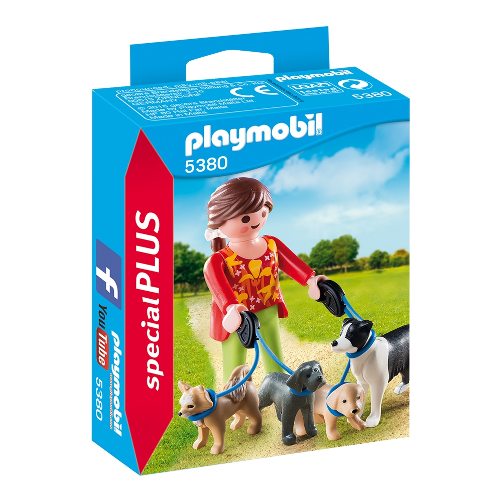 Set figurine Playmobil Special Plus - Femeia cu catelusi la plimbare (5380)