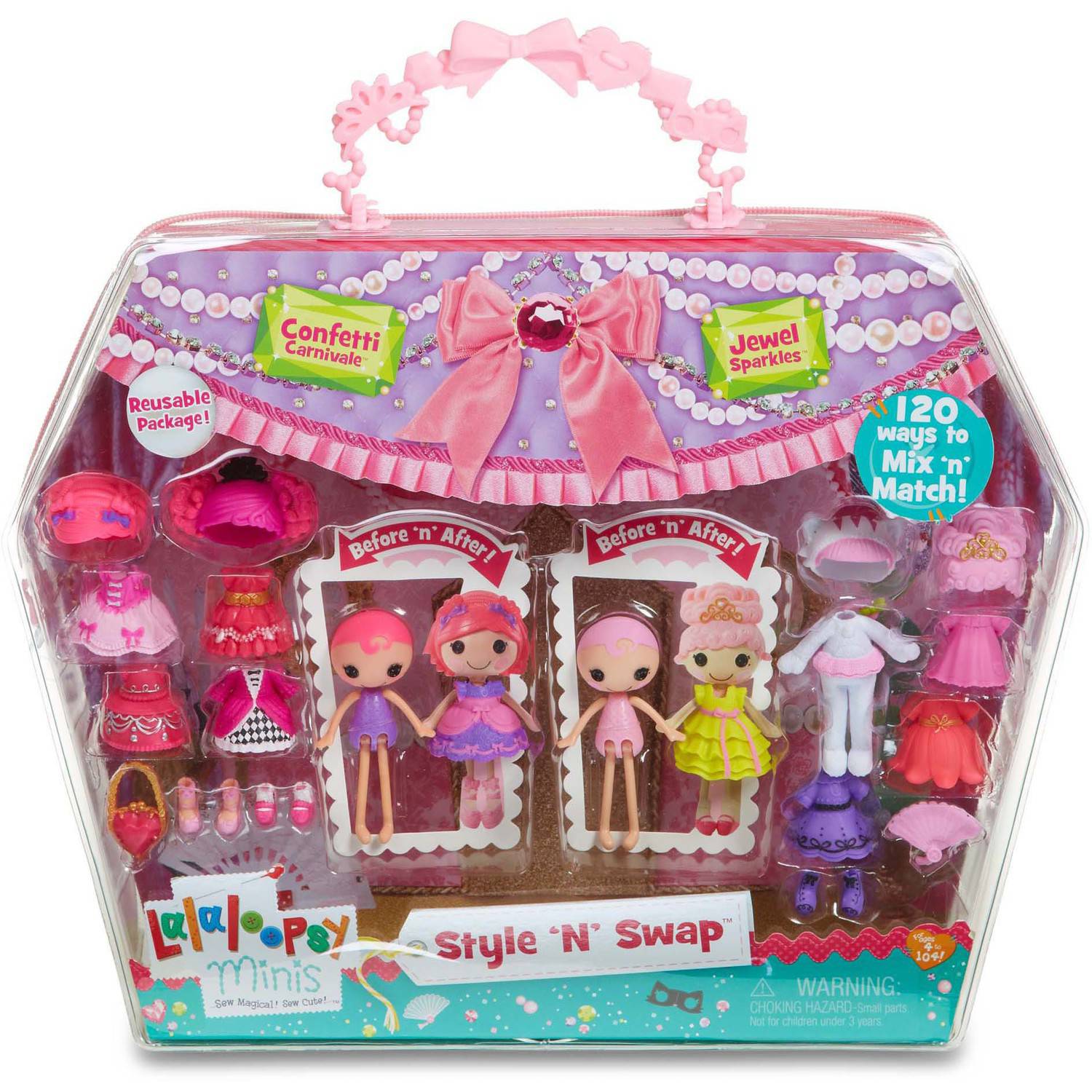 Set papusi Lalaloopsy Minis Style \'N\' Swap - Confetti Carnivale si Jewel Sparkles