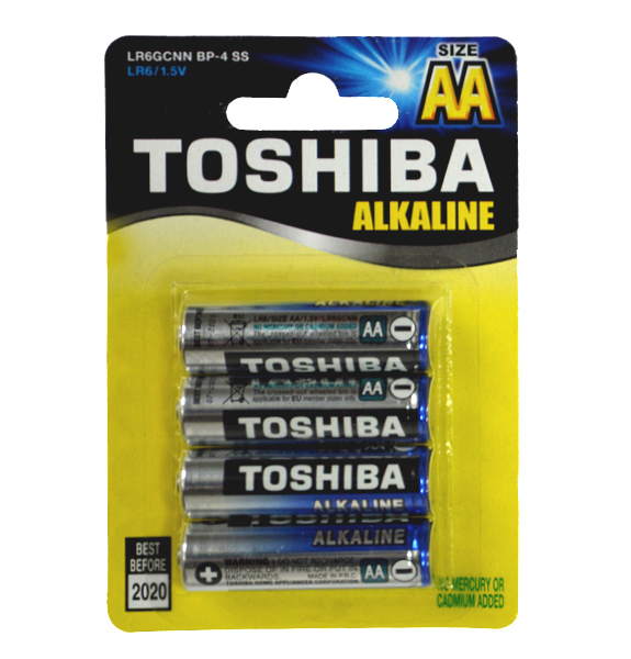 Set 4 baterii alcaline Toshiba, R6, Blu Line, AA noriel.ro