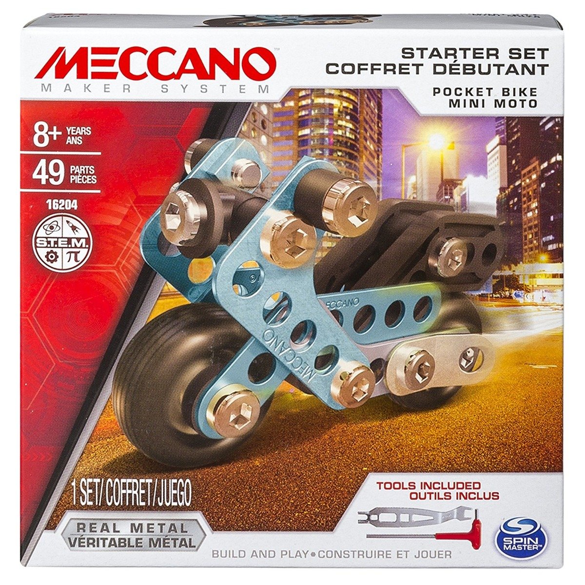 Set constructie meccano - motocicleta, 49 piese