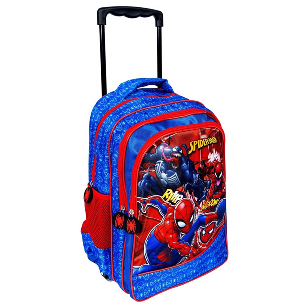Ghiozdan tip troller cu 3 compartimente, Spiderman