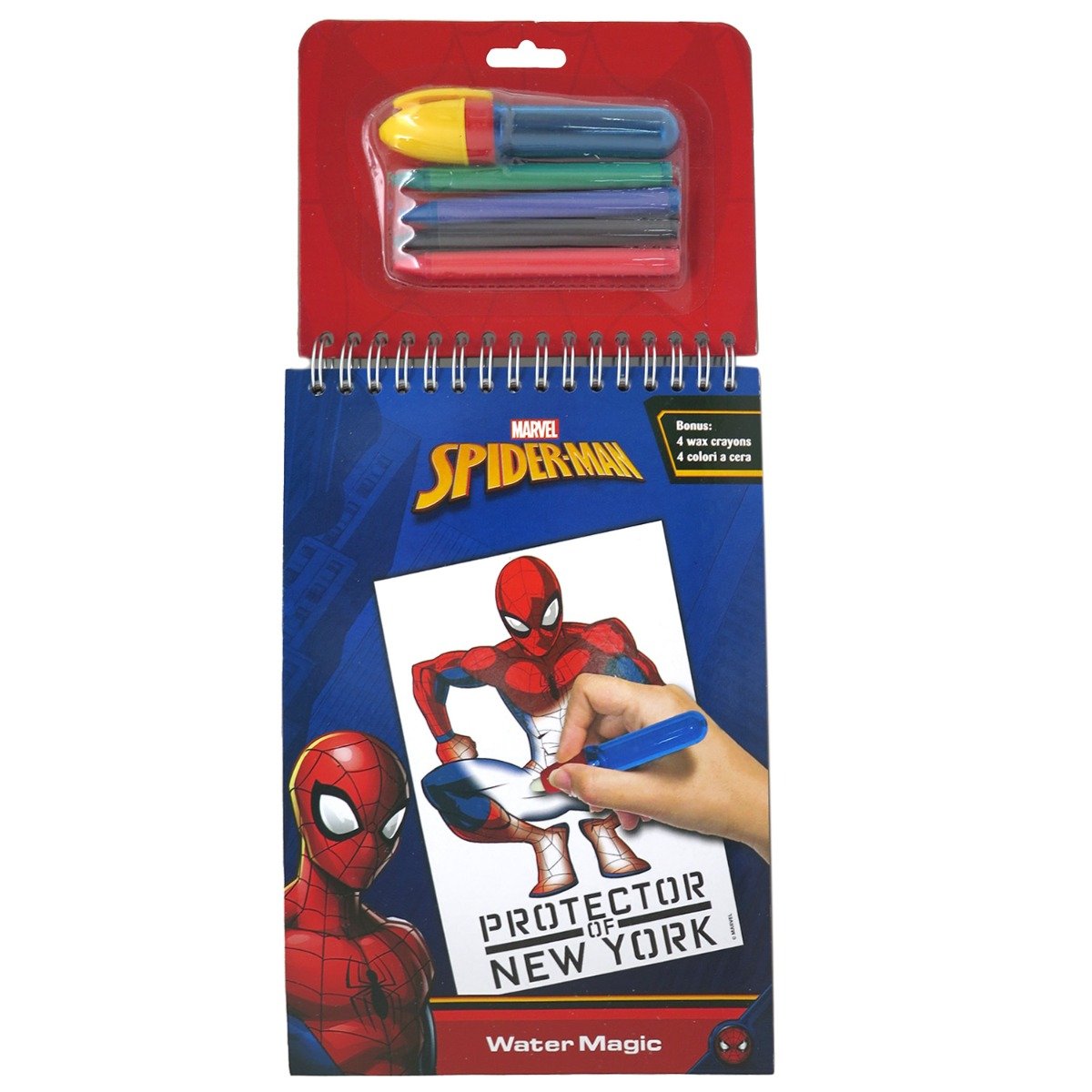 Set pictura cu apa si 4 creioane cerate, Spiderman