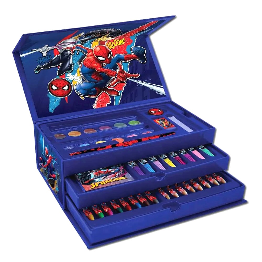 Set de colorat in cutie cu sertare, Spiderman, 31 piese