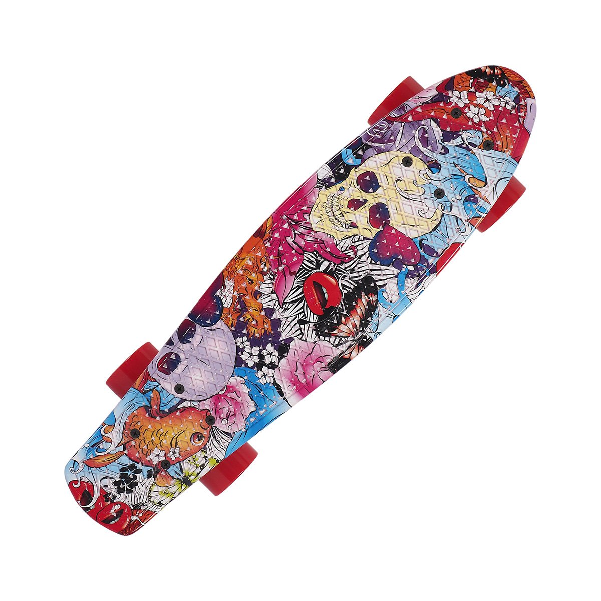 Penny board action one xpload, colourful skull