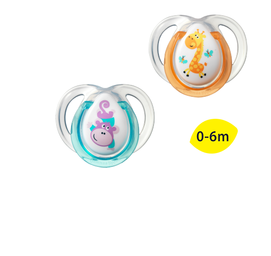 Suzete ortodontice de zi Tommee Tippee Fun, 0 - 6 luni, 2 buc