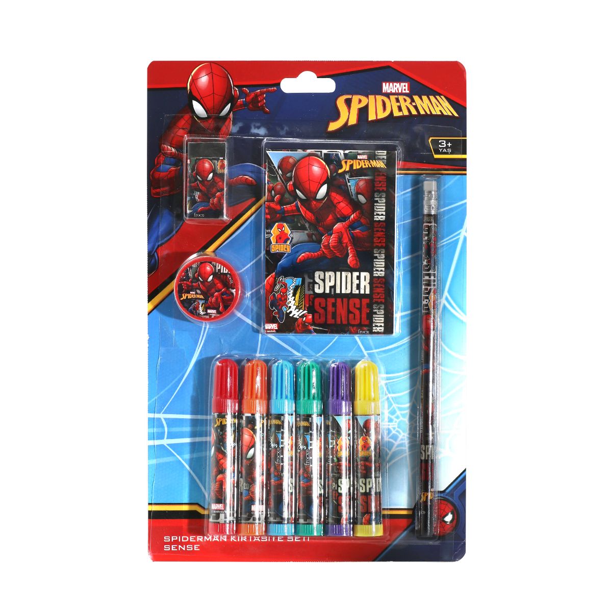 Set de colorat cu carioci si agenda, Spiderman, 10 buc