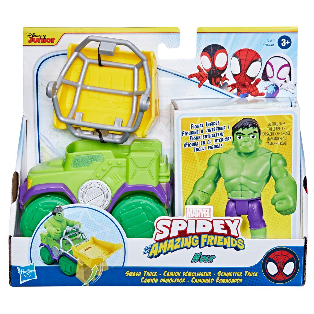 Figurina cu vehicul, Spidey and His Amazing Friends, Hulk, F74575