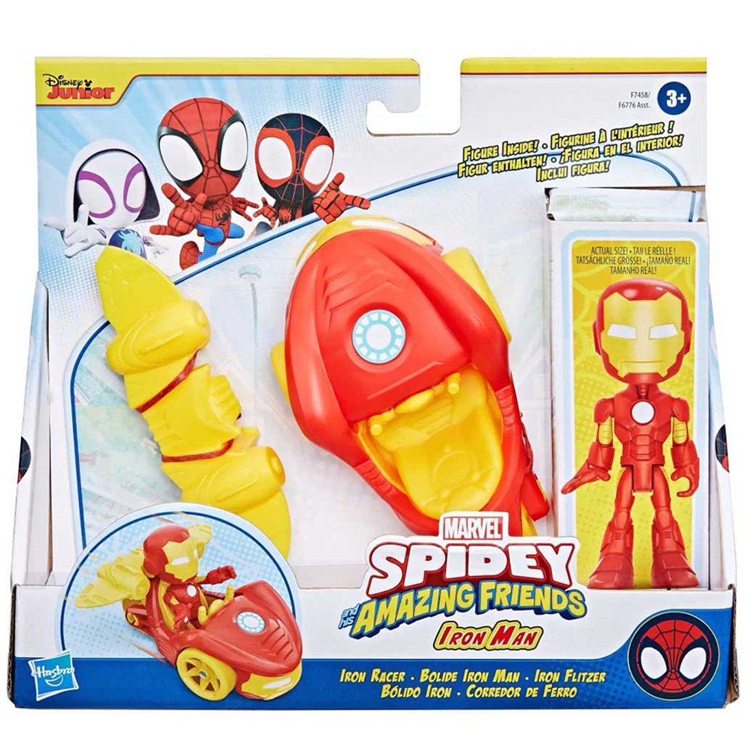 Figurina cu vehicul, Spidey and His Amazing Friends, Iron Man, F74585