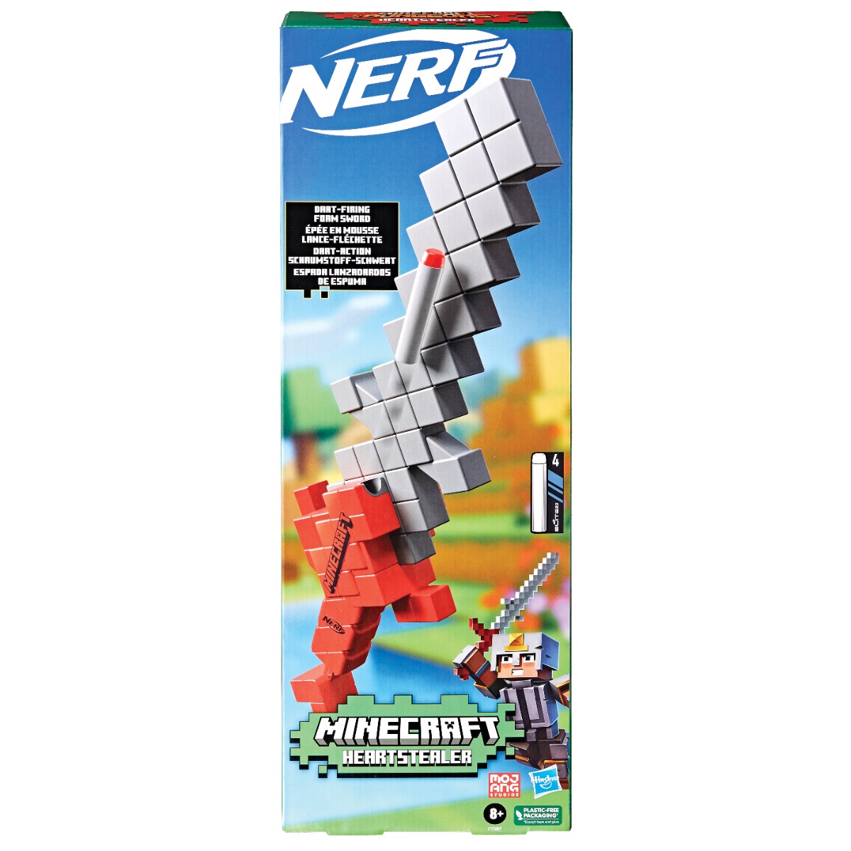 Blaster Nerf cu 4 sageti din spuma, Minecraft Heartstealer aer