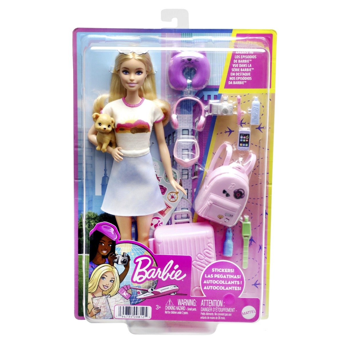 Papusa Barbie si accesorii, set de voiaj, HJY18 accesorii imagine 2022 protejamcopilaria.ro