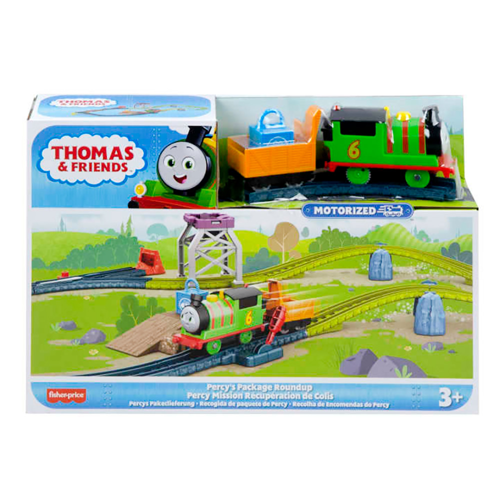 Poze Set de joaca, Locomotiva motorizata cu vagon pe sine, Thomas and Friends, Percy's Roundup, HGY80