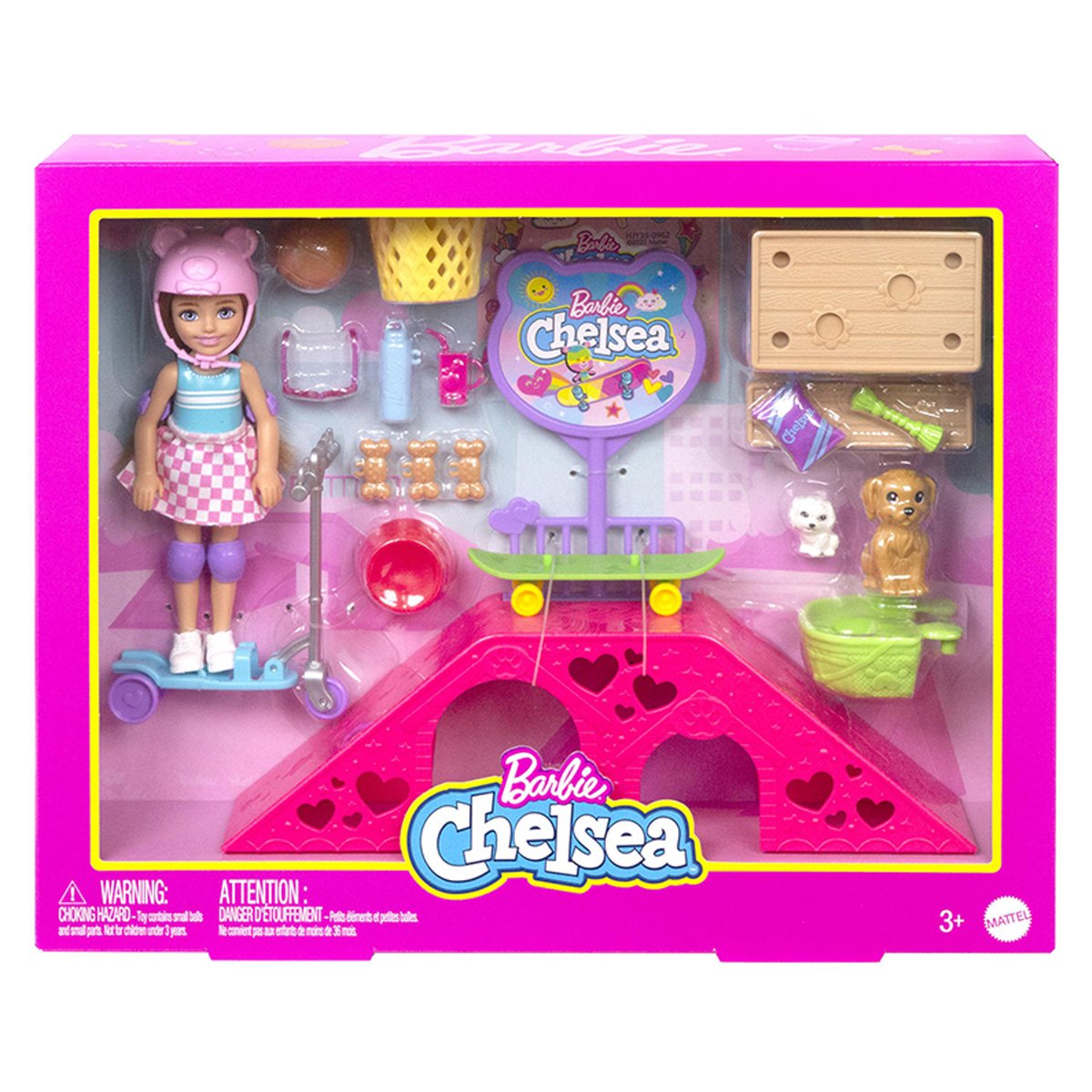 Set de joaca, papusa pe skateboard cu accesorii, Barbie, Chelsea accesorii