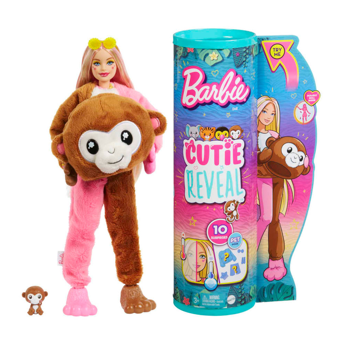 Papusa surpriza, Seria Jungle, Barbie, Cutie Reveal, HKR01