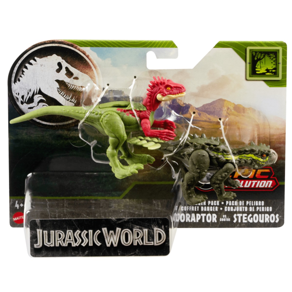 Set 2 figurine dinozaur, Jurassic World, Eoraptor vs Stegorous, HTK47