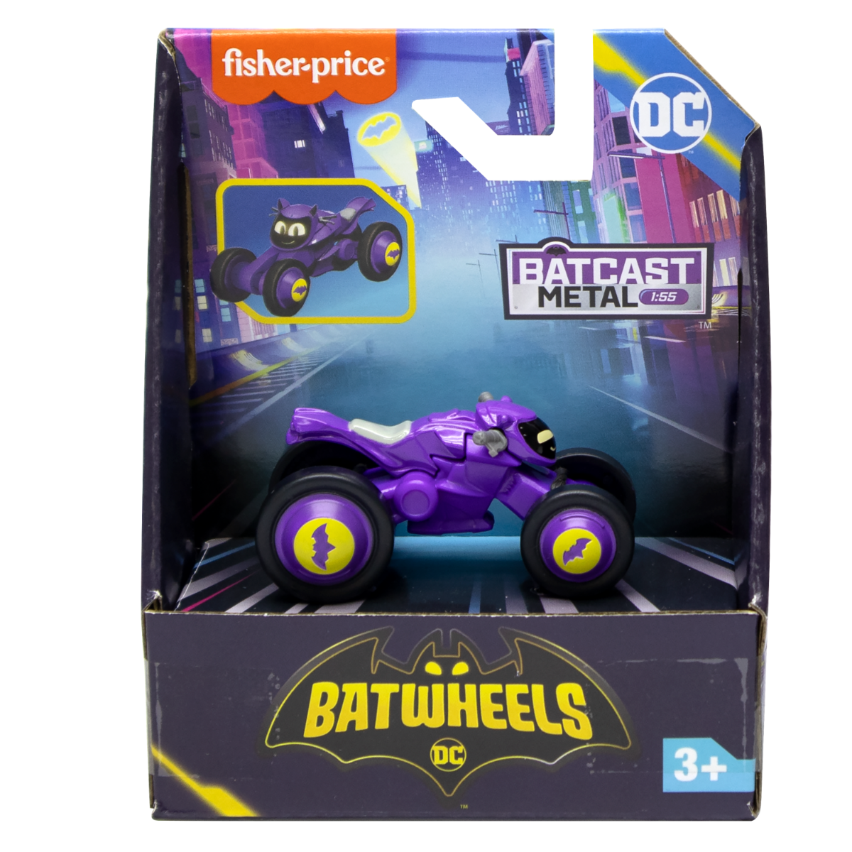 Mini vehicul din metal, Fisher Price, Batwheels, Bibi The Batgirl Cycle, 1:55, HXK50