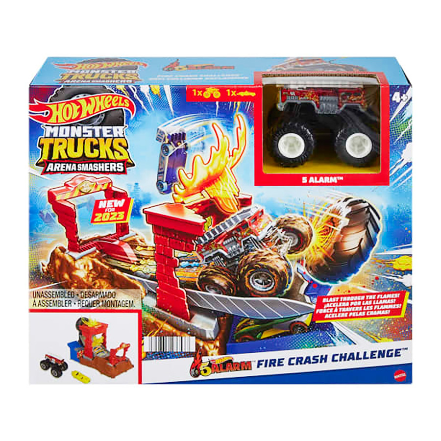 Set de joaca cu masina Monster Trucks, Hot Wheels, Fire Crash Challenge, HNB90 Challenge imagine noua responsabilitatesociala.ro