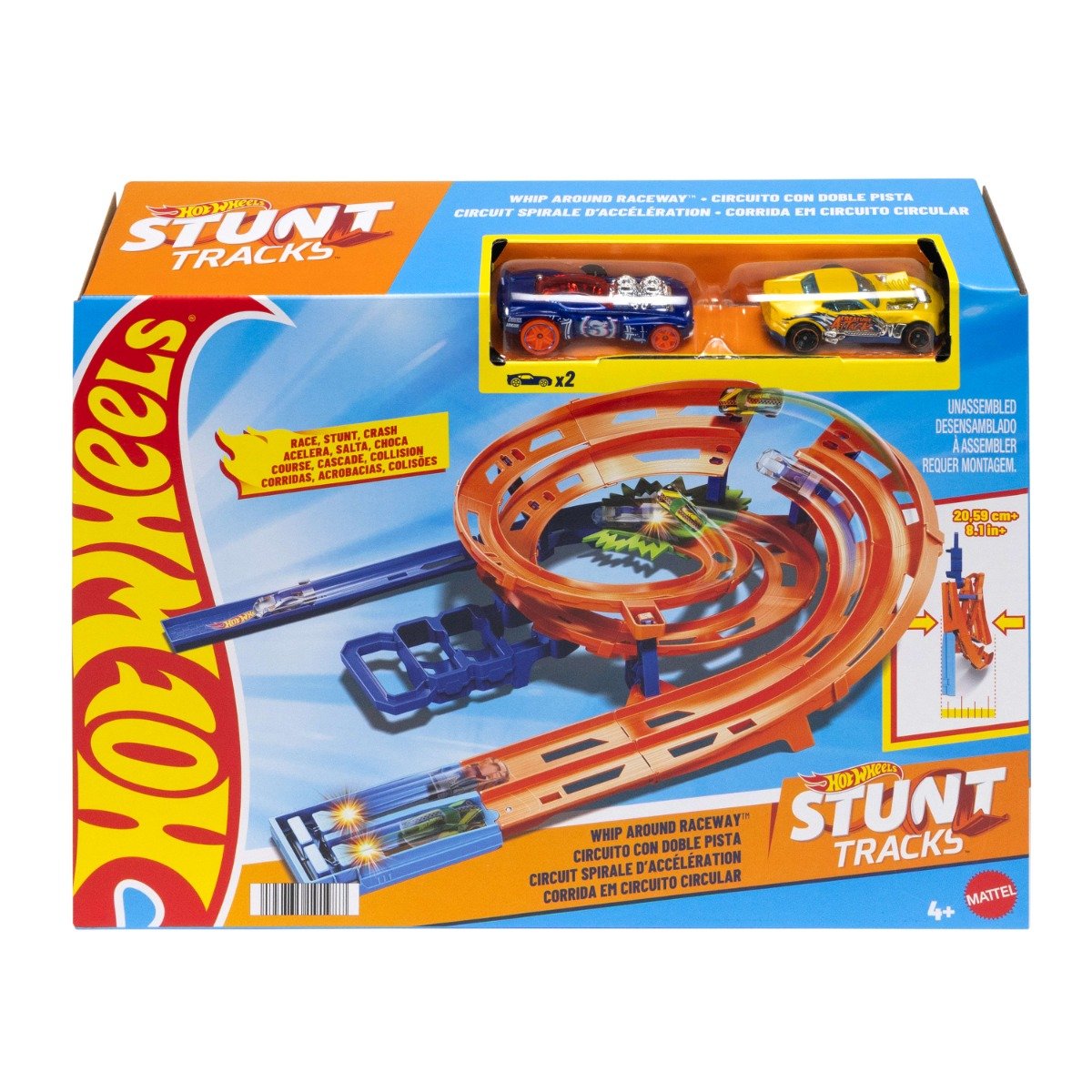 Set de joaca cu doua masinute Hot Wheels, Whip Around Raceway, HTK17