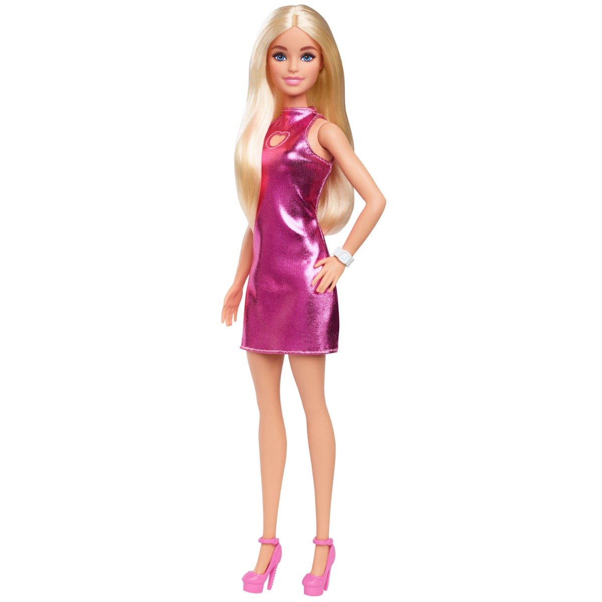 Papusa in rochie roz cu inimioara, Barbie, Fashionistas, HYT88